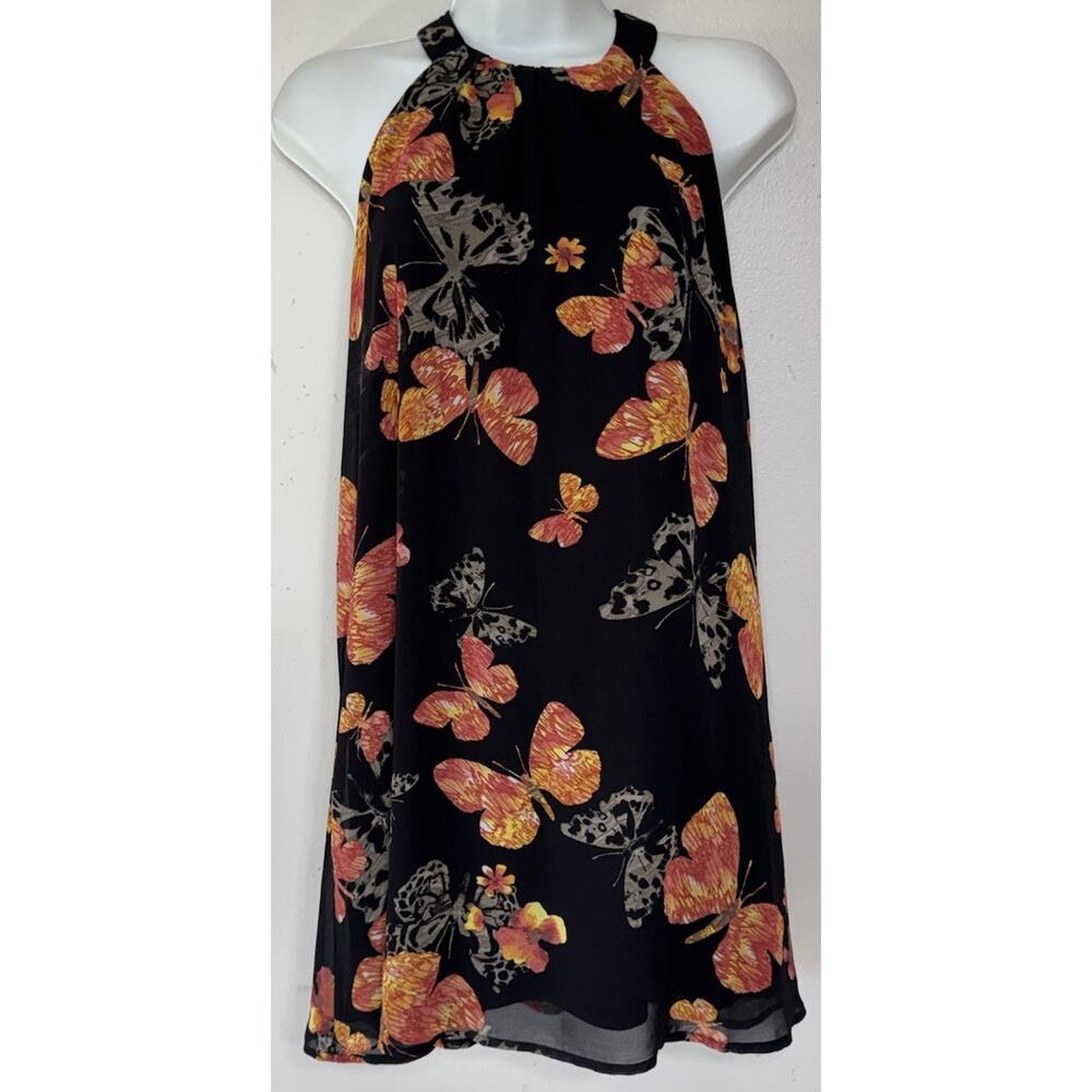 One Clothing Mini Dress Butterfly Print Halter Women’s Medium Sleeveless NEW